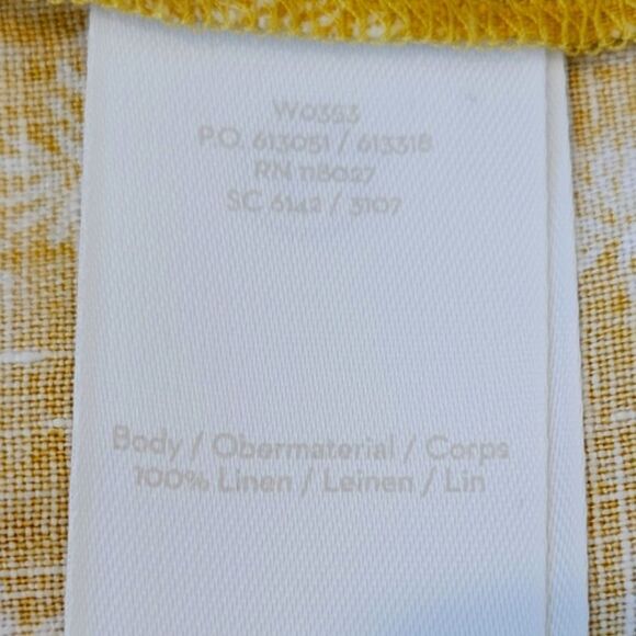 Boden Kate Mustard Yellow Pineapple 3/4 Sleeve 100% Linen Dress Size 8 Petite - Picture 8 of 9